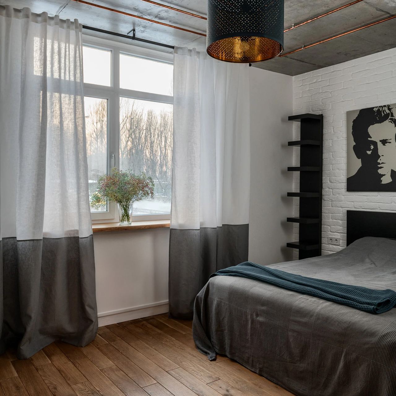 Color Block Two Tone Linen Curtains - Back Tabs Light Filtering