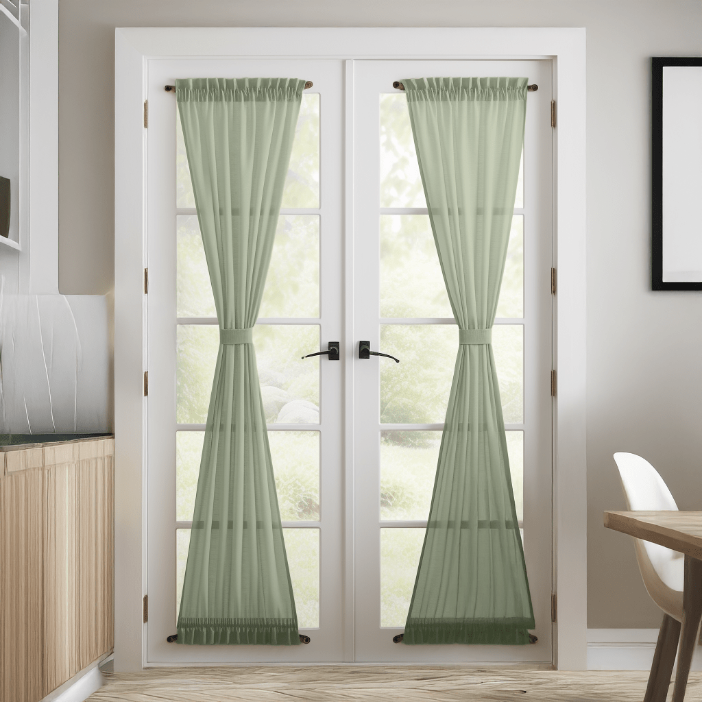 Asparagus Green Linen French Door Curtains - Unlined