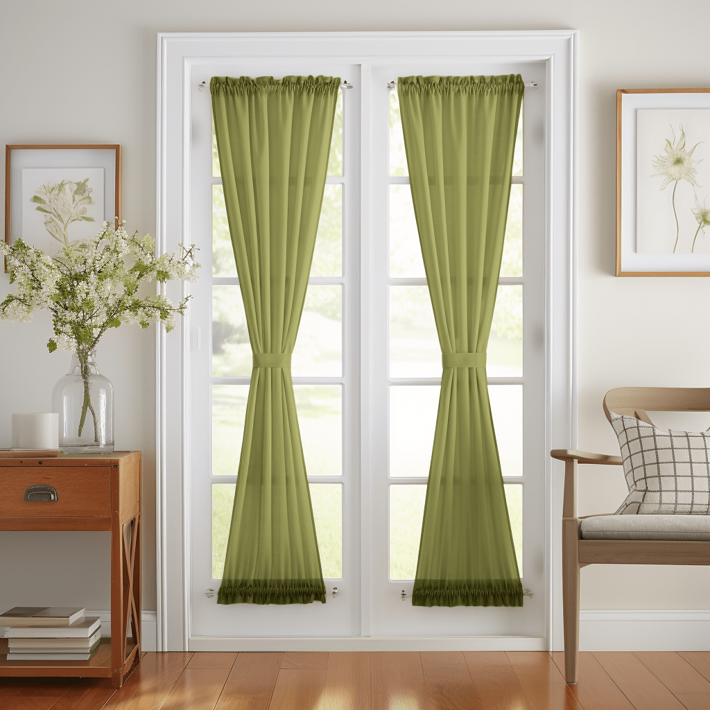 Moss Green Linen French Door Curtain Panel - Custom Colors & Sizes - Unlined, Cotton or Blackout Lining