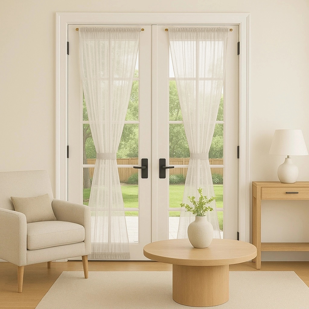 Natural Sheer Light Weight Linen French Door Curtain Panel