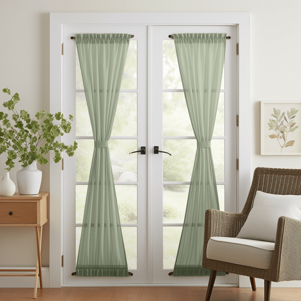 Sage Green Linen French Door Curtain Panel - Custom Colors & Sizes - Unlined, Cotton or Blackout Lining