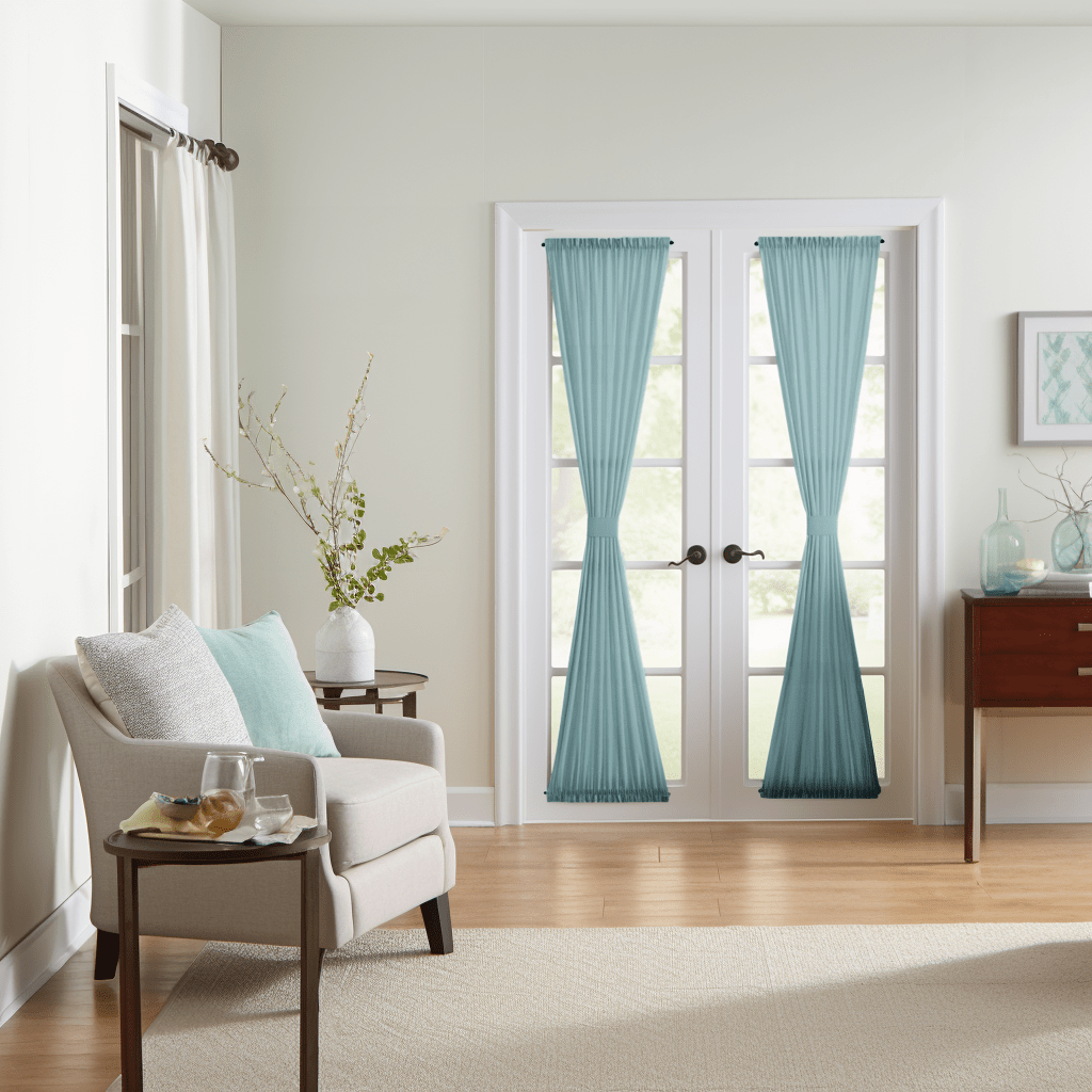 Aquamarine Blue Linen French Door Curtain Panel - Custom Colors & Sizes - Unlined, Cotton or Blackout Lining