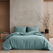 Aquamarine Blue Linen Duvet Cover Set
