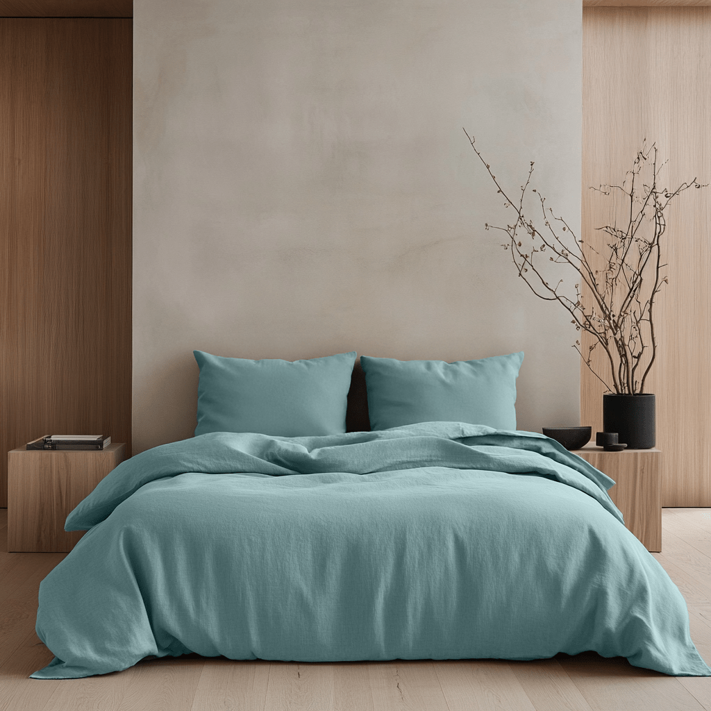 Aquamarine Blue Linen Duvet Cover Set