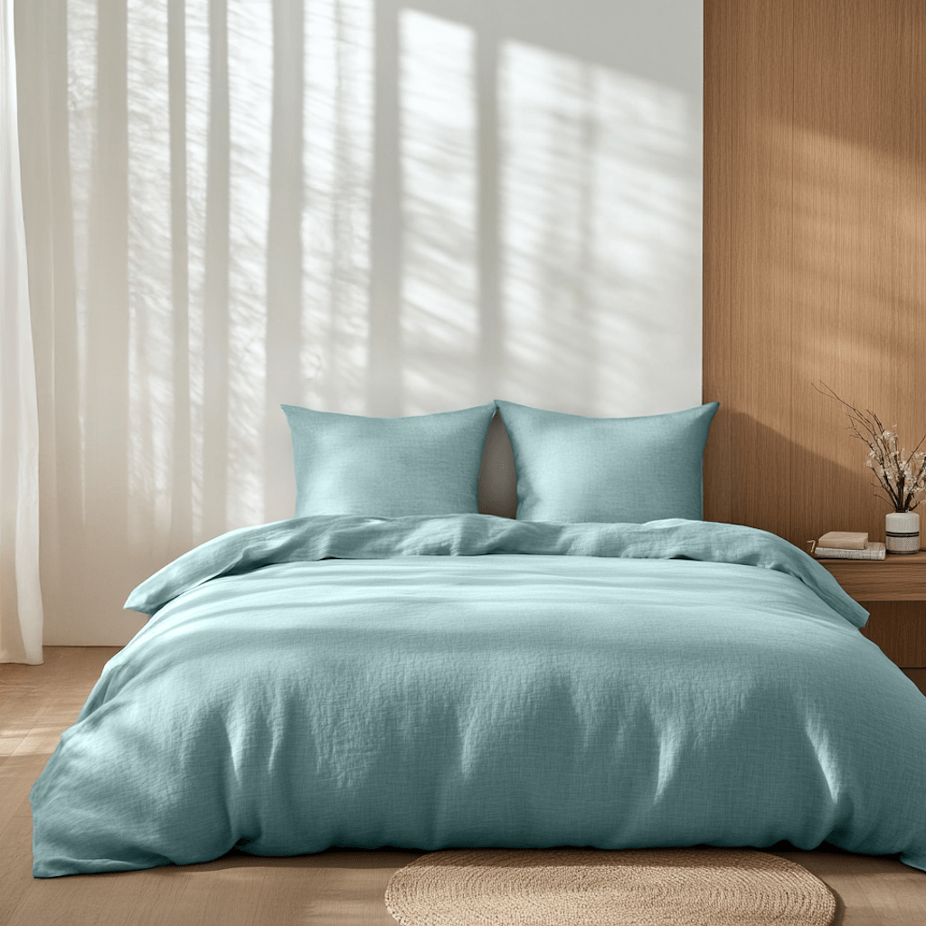 Aquamarine Blue Linen Duvet Cover Set