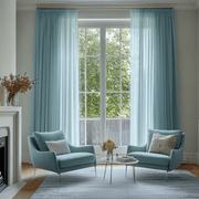 Aquamarine Light Blue Pencil Pleat Curtains - Unlined