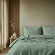 Asparagus Green Linen King Duvet 
Cover Set
