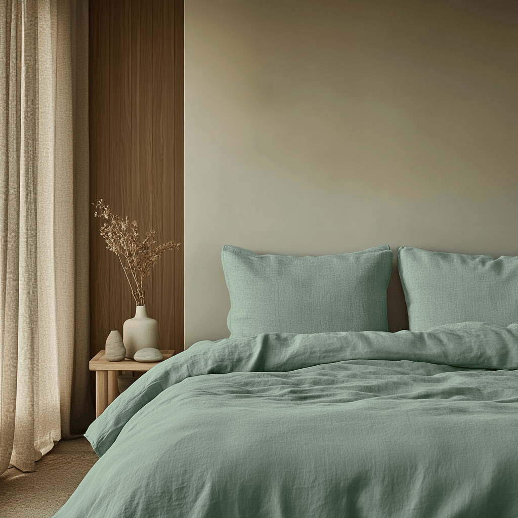 Asparagus Green Linen King Duvet 
Cover Set