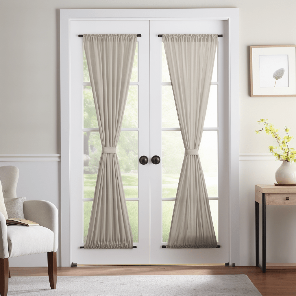 Natural Beige Linen French Door Curtain Panel - Custom Colors & Sizes - Unlined, Cotton or Blackout Lining