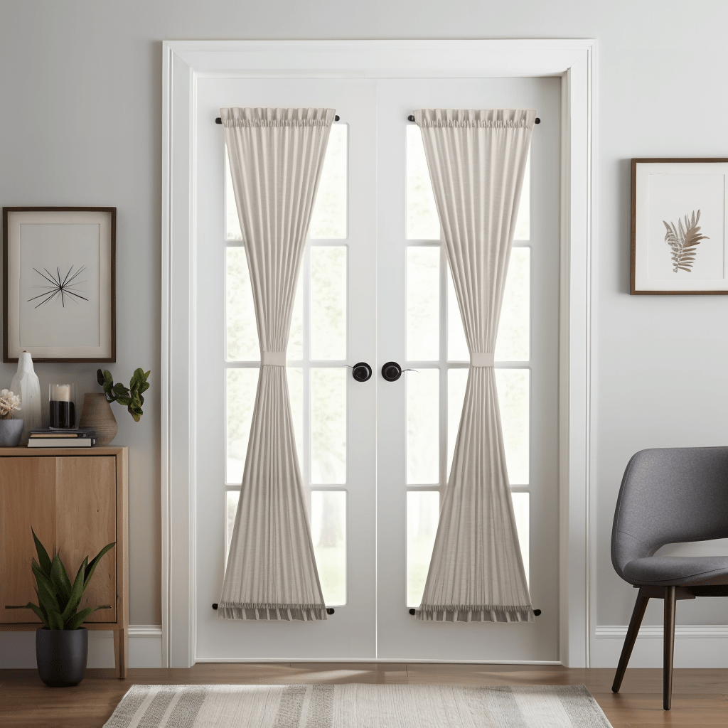 Natural Beige Linen French Door Curtain Panel - Custom Colors & Sizes - Unlined, Cotton or Blackout Lining