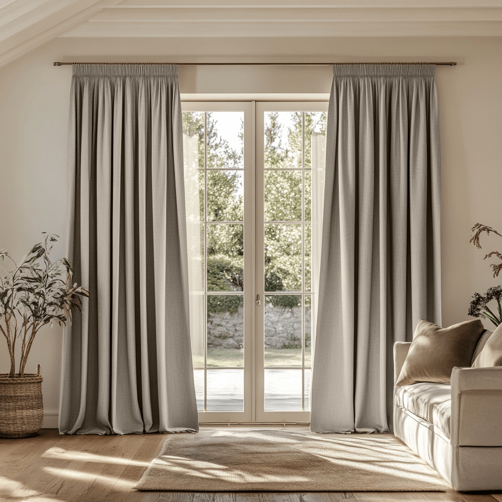 Natural Beige Pencil Pleat Blackout Curtains