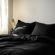 Black Linen Duvet Cover Set