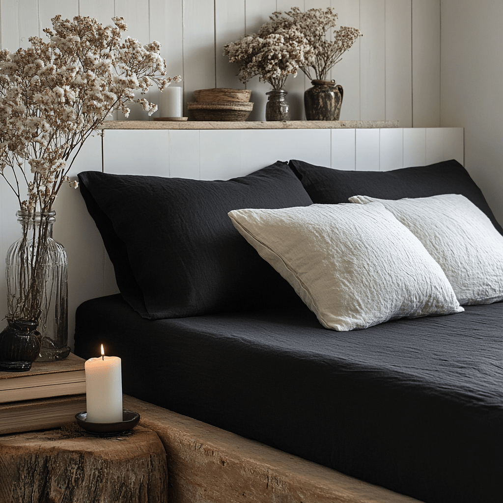 Black Linen Fitted Sheet