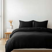 Black Natural Linen Duvet Cover Set