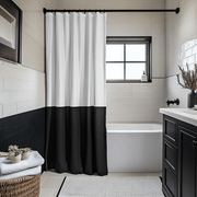 Black and White Linen Shower Curtain