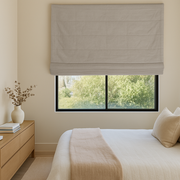 Outside Mount Natural Linen Blackout Roman Shades