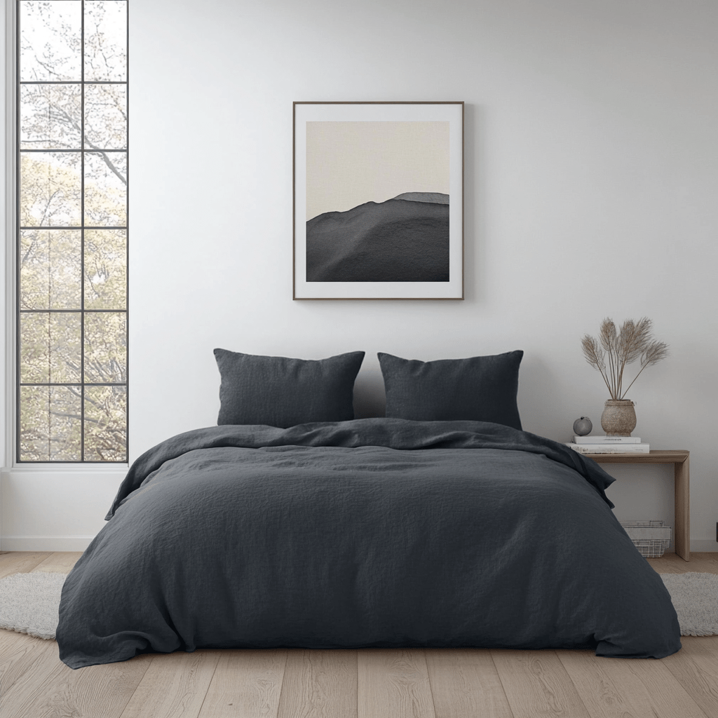 Charcoal Grey Linen Duvet Cover Set