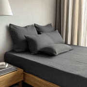 Charcoal Grey Linen Fitted Sheet in Sheet Set