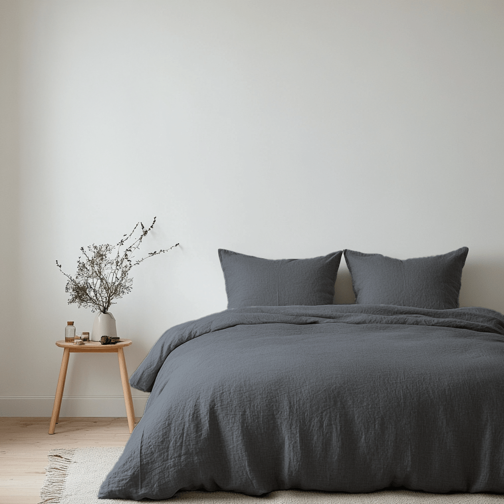 Charcoal Grey Linen Duvet Cover Set