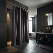 Charcoal Grey Hookless Linen Shower Curtain