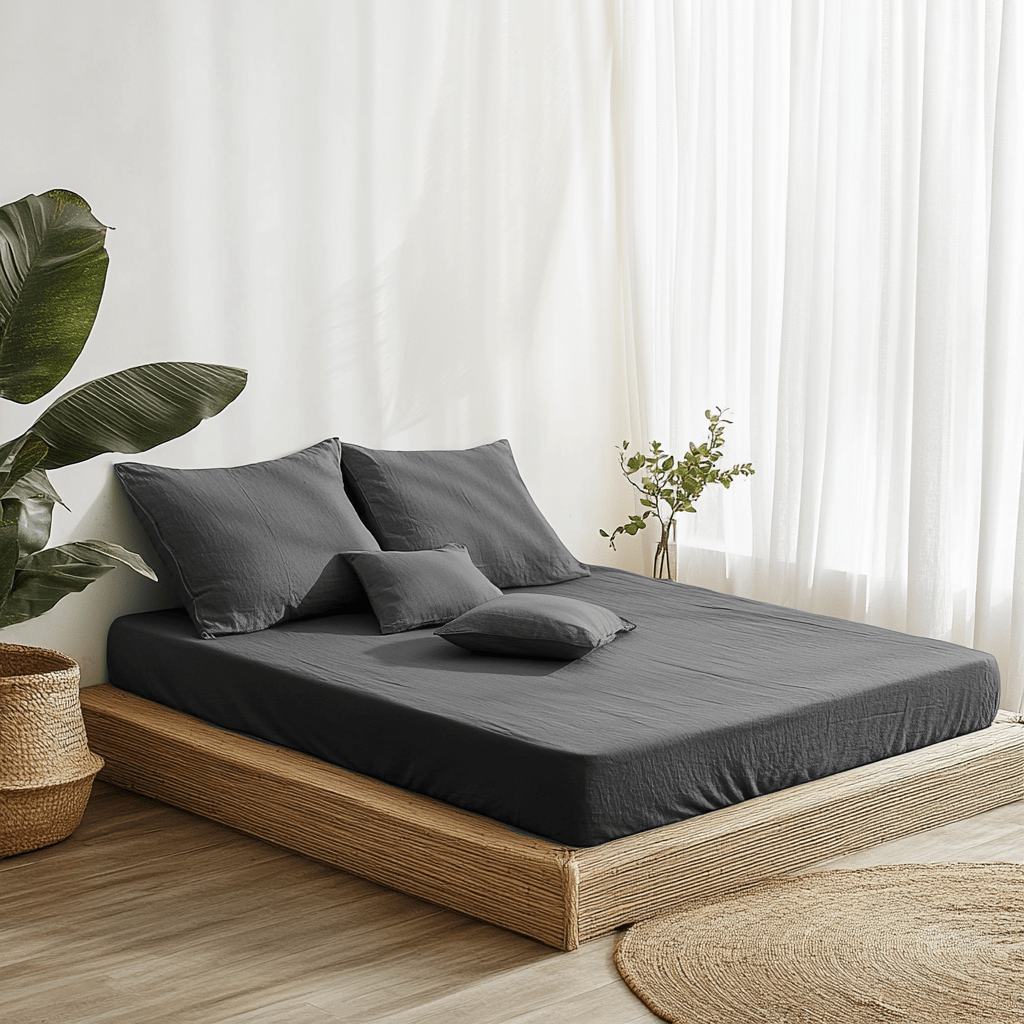 Charcoal gray linen sheet set (4 pcs)