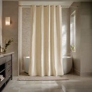 Cream Hookless Linen Shower Curtain