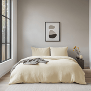 King Cream Linen Duvet Cover Set