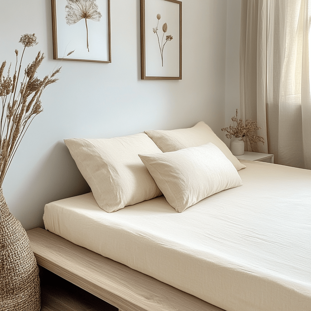 Cream Linen Fitted Sheet