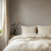 Cream Linen Queen Duvet Cover Set