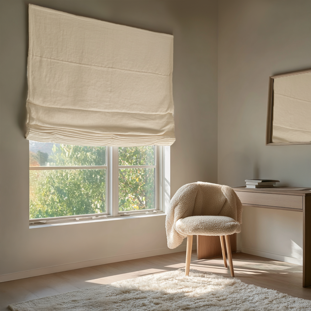 Cream Relaxed Blackout Roman Shades