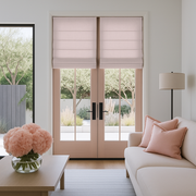 Dusty Pink White Blackout Roman Shades for French Doors