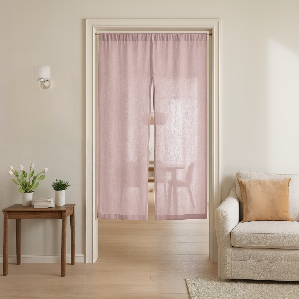 Dusty Pink Linen Noren Curtain - Japanese Curtains - Noren Drapes - Do