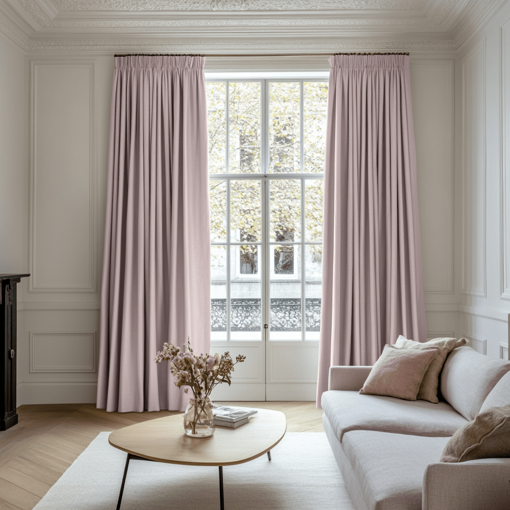 Dusty Pink Pencil Pleat Curtains - Cotton Lined