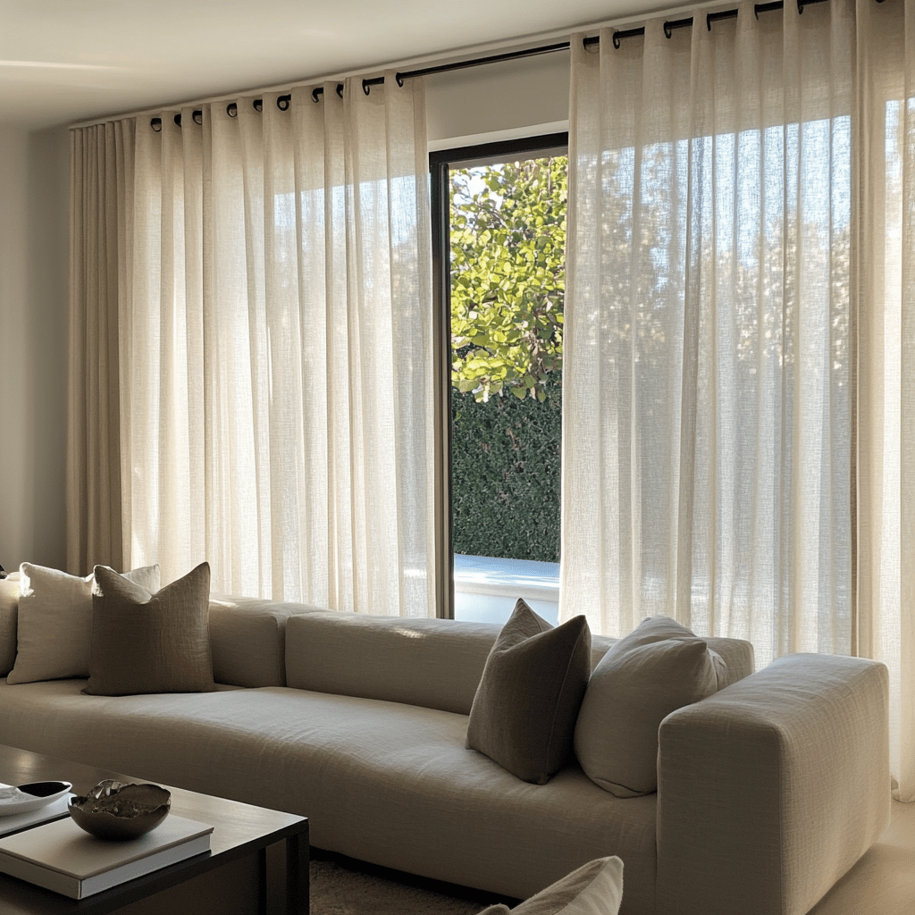 Extra Wide Grommet Sheer Natural Linen Curtains