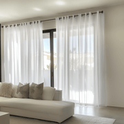 Extra Wide Grommet Sheer White Linen Curtains