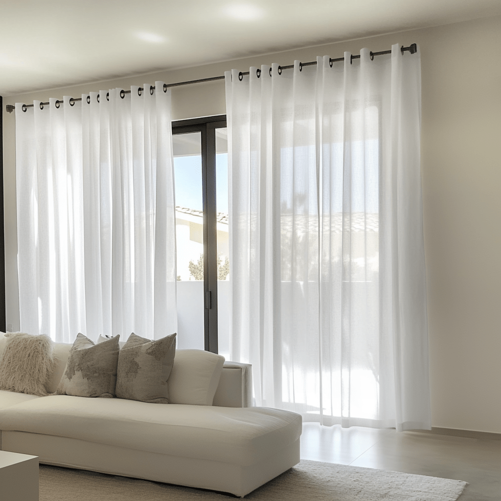Extra Wide Grommet Sheer White Linen Curtains