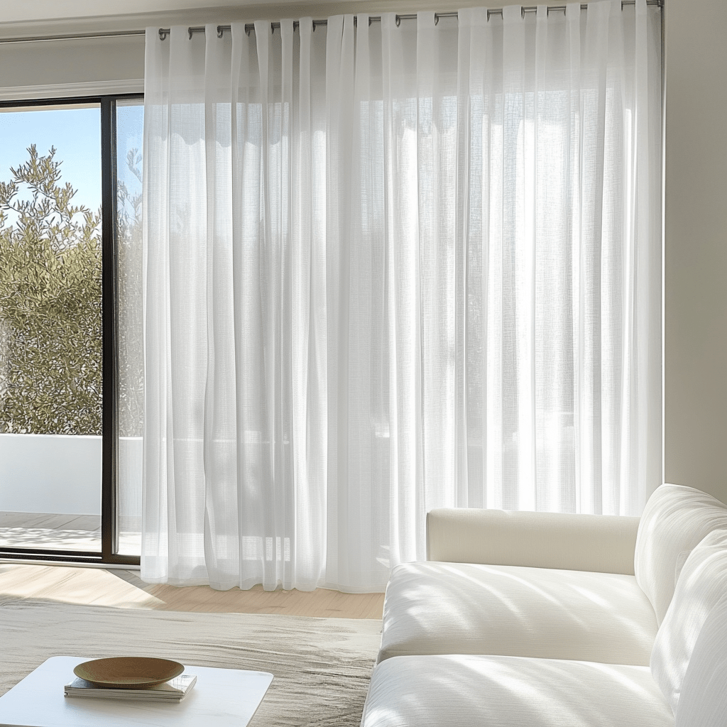 Extra Wide Grommet Sheer White Linen Curtains