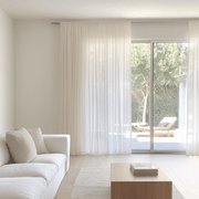 Extra Wide Sheer Off-White Linen Curtains