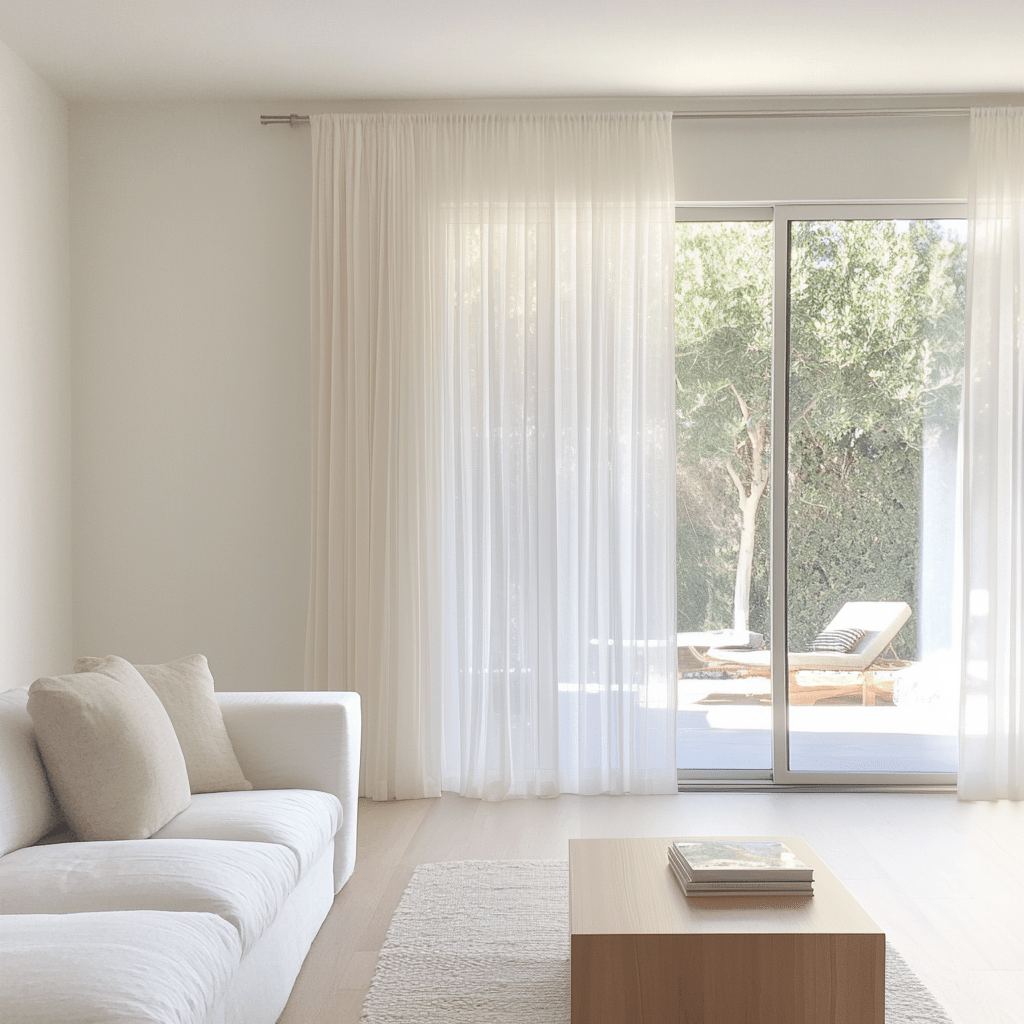 Extra Wide Sheer Off-White Linen Curtains