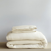 Cream Linen Duvet Cover Set - Folded
