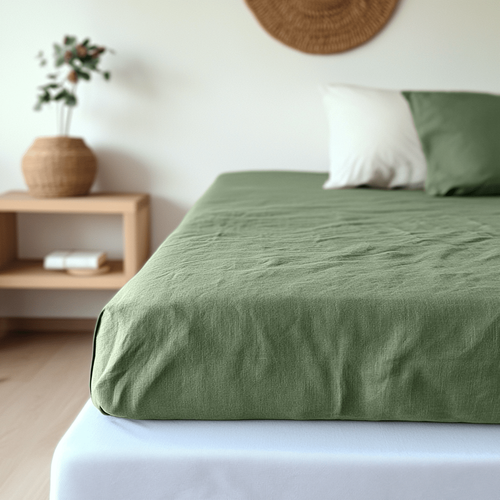 Forest Green Linen Fitted Sheet