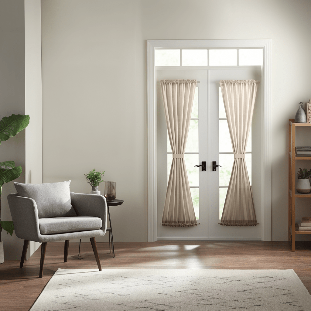 Ecru Beige Heavyweight Linen French Door Curtain