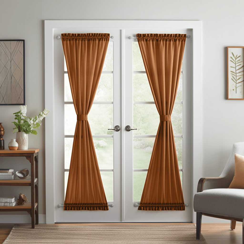 Terracotta Clay Linen French Door Curtains