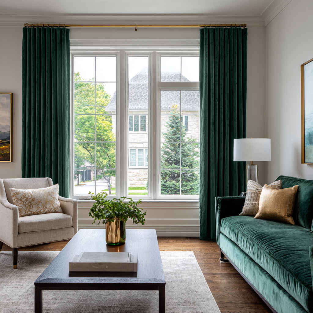 Heavy Hunter Green Velvet S-Fold Curtains – Custom Sizes: 63