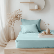 Aquamarine Blue Linen Fitted Sheet