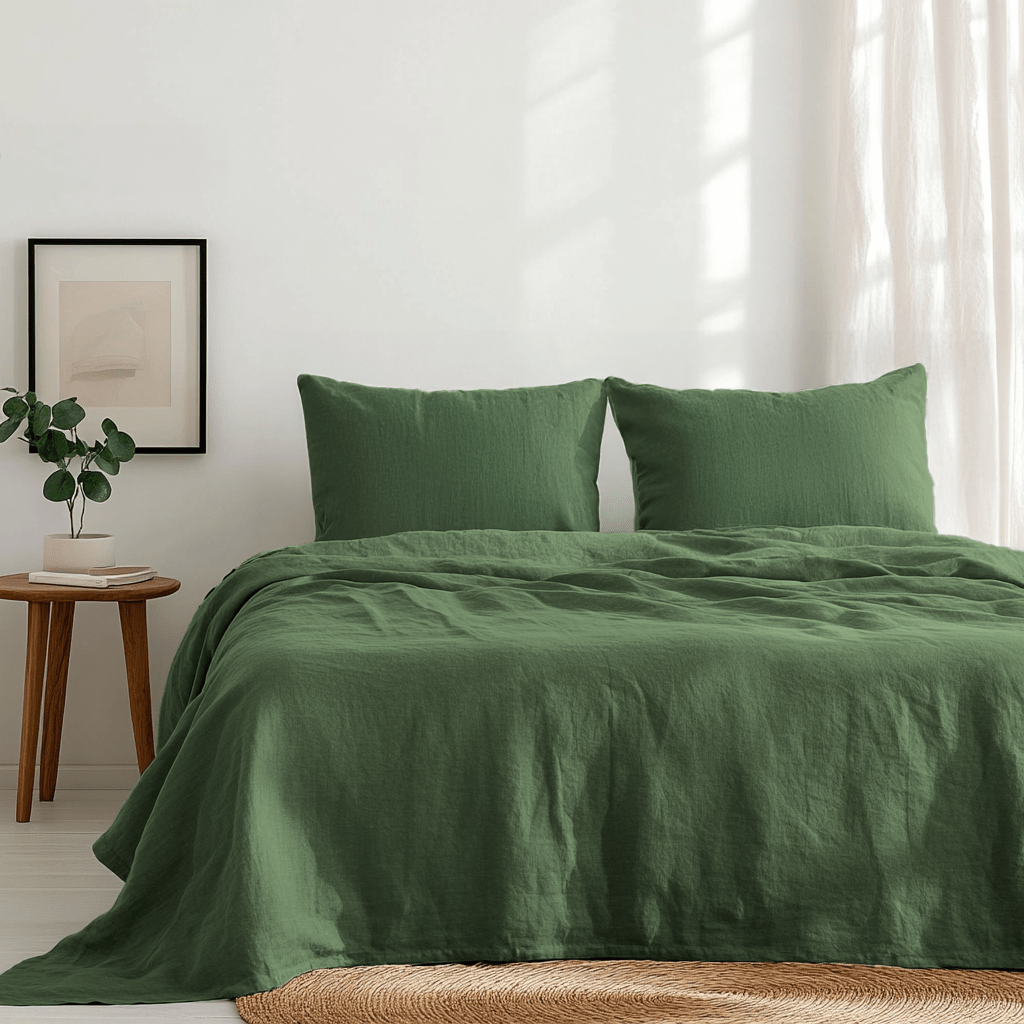 Forest Green Linen Sheet
