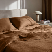 Tawny Brown Natural Washed Linen Sheet Set