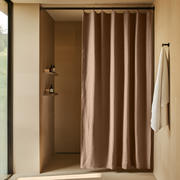 Tawny Brown Linen Shower Curtain