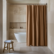 Tawny Brown Linen Shower Curtain