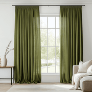 Moss Green Pencil Pleat Linen Curtains